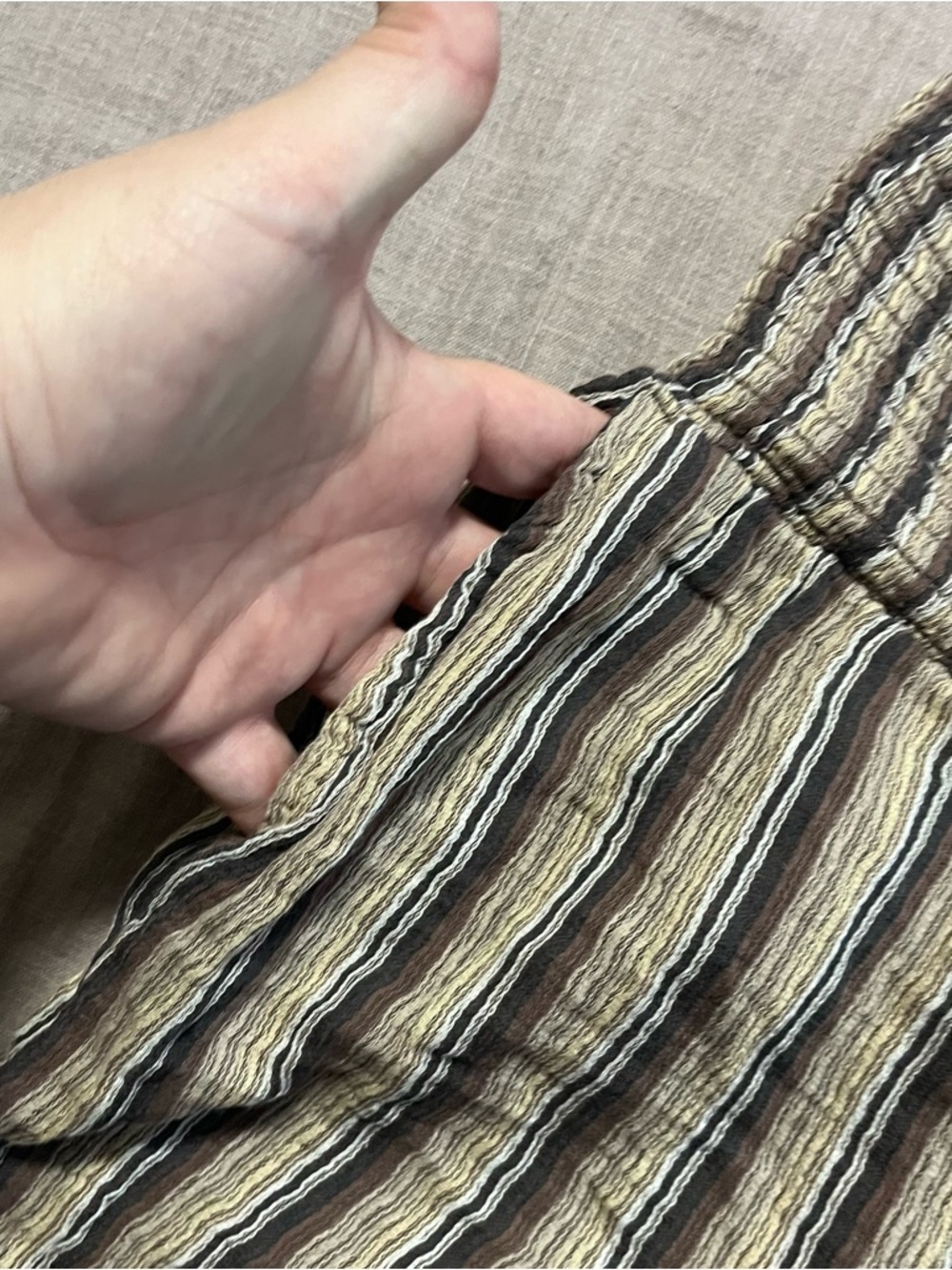 Billabong Brown Striped Textured Flare Pants Size Small Beach Hippie Boho Wide - Picture 6 of 10